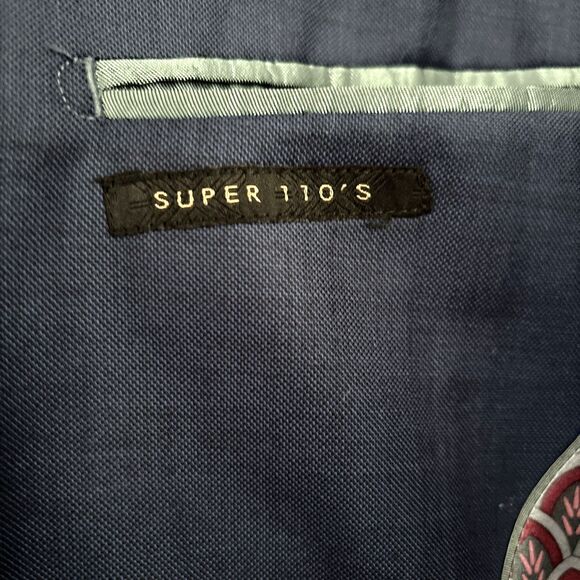 Ted Baker Men’s Size 42R Modern Fit Super 110's Blue Wool Blazer Sport Coat - Picture 11 of 13